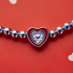 Stone & Enamel Heart Stretch Bracelet