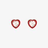 Stone & Enamel Heart Stud Earrings