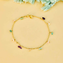 Gemstone Drop Chain Anklet