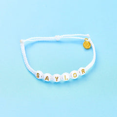 White Alphabet Bead Bracelet