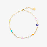 Salina Mixed Bead Paperclip Chain Anklet