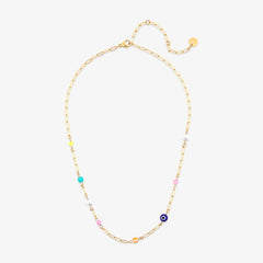 Salina Mixed Bead Paperclip Chain Choker