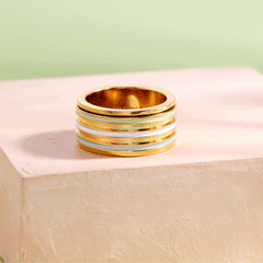 Wide Enamel Stripe Fidget Ring